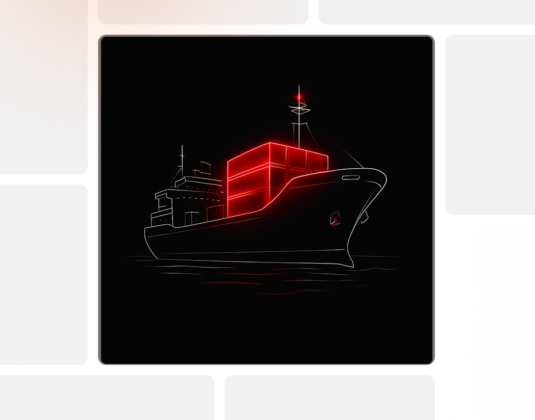 Illustration of an ocean freight container ship representing Cargorates.ai’s FCL and LCL rate management platform.